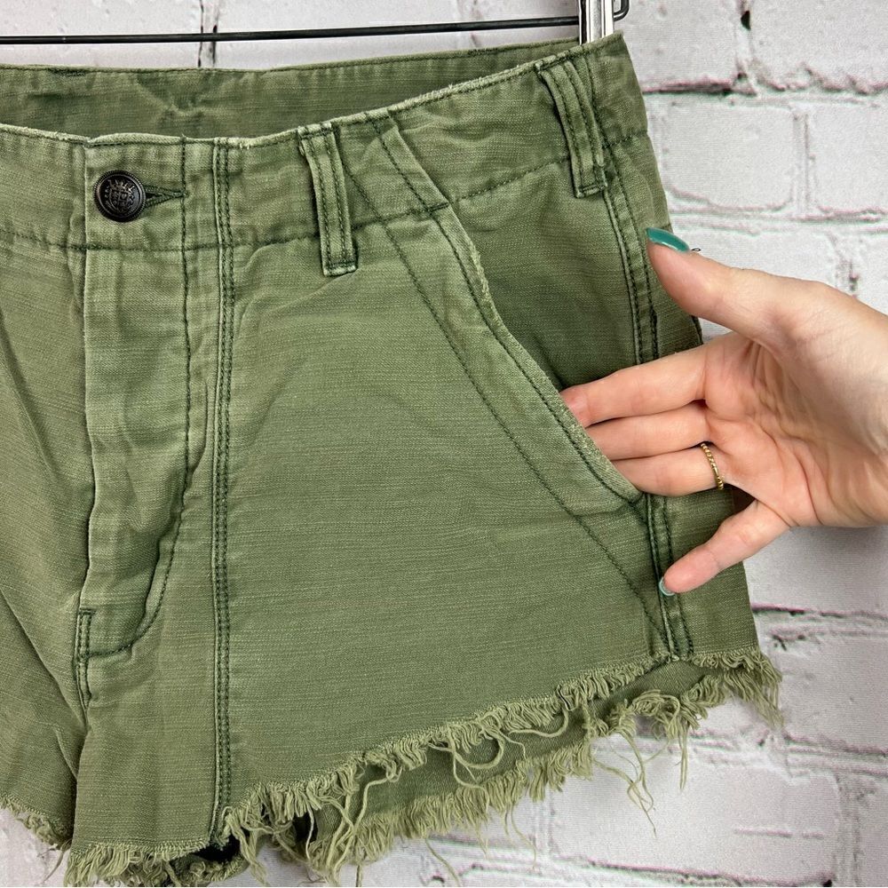 Free People Raw and Patched Standoff Short Cotton Soft Natural Mossy